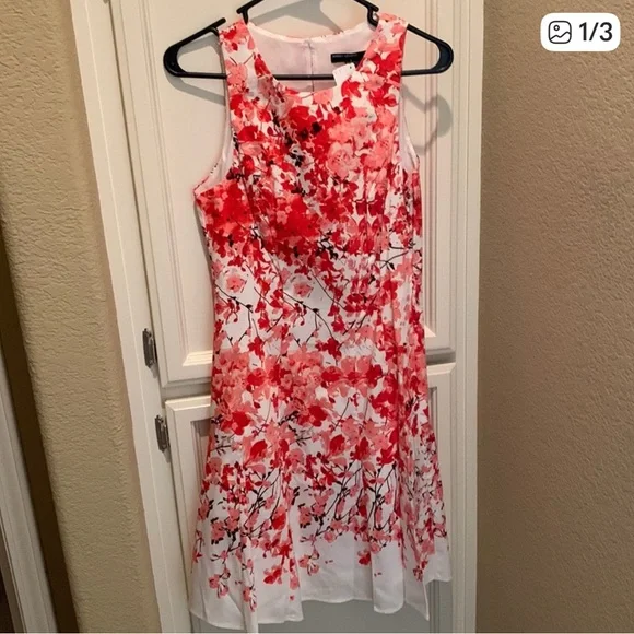 (2) Maggy London fit and flare dresses (red and blue).  Size 8. EUC - Picture 5 of 6